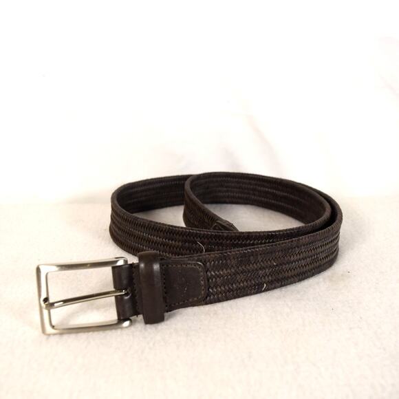 Brown Imitation Leather Stretch Belt Sz L (38-40) Jabi 11DK04DD3 Silver Buckle - Picture 1 of 5